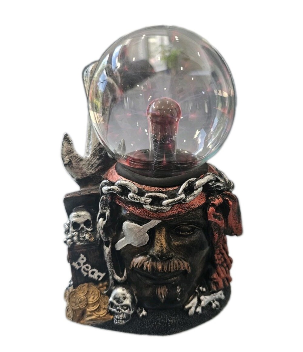 Pirate Plasma Globe Lamp Skull Treasure Chest Touch Light Decor Tested Working